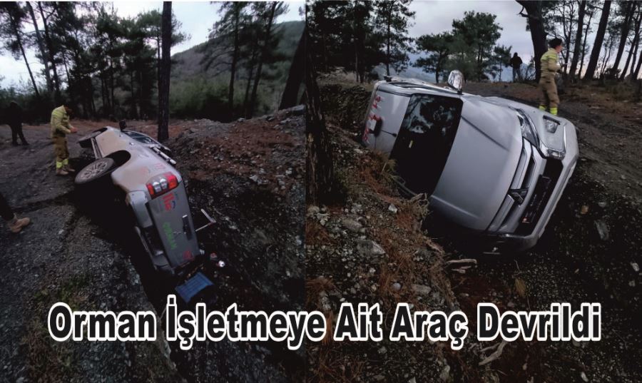 ORMAN İŞLETMEYE AİT ARAÇ DEVRİLDİ