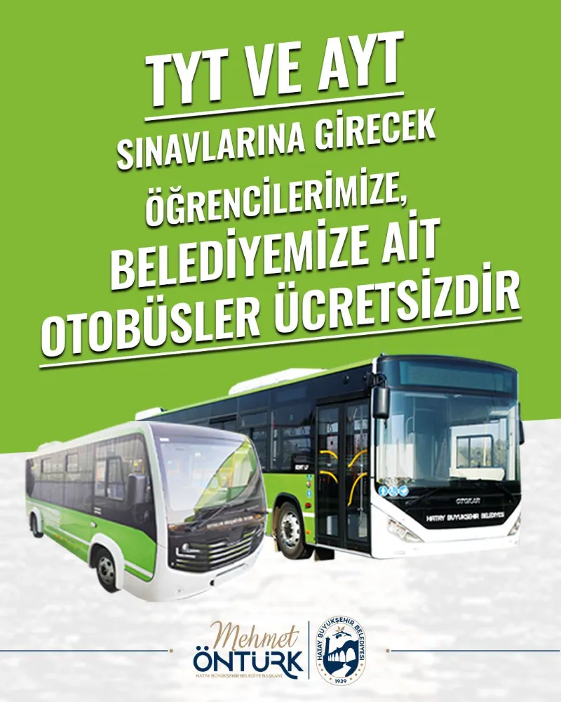 HBB’DEN, YKS ÖĞRENCİLERİNE ÜCRETSİZ ULAŞIM DESTEĞİ